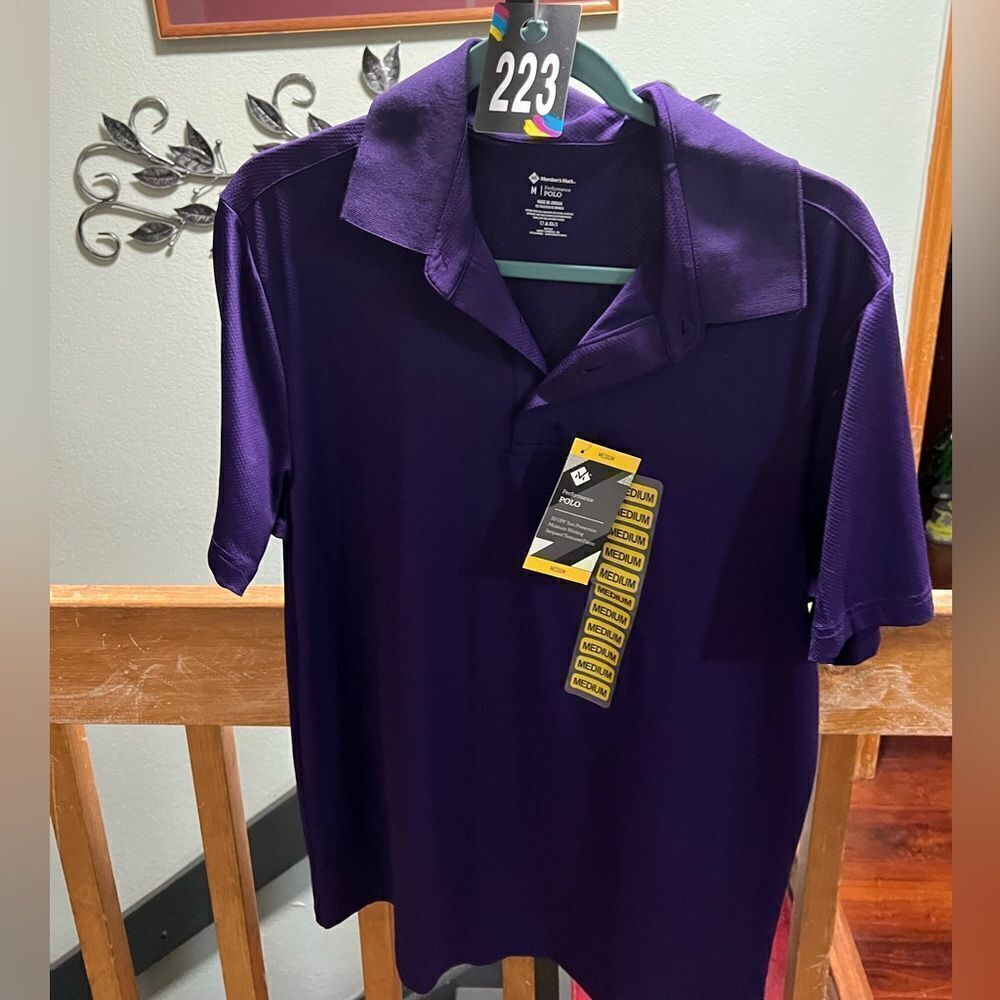 NWT Members Mark Men's Purple Polo Shirt Sizee Medium #223